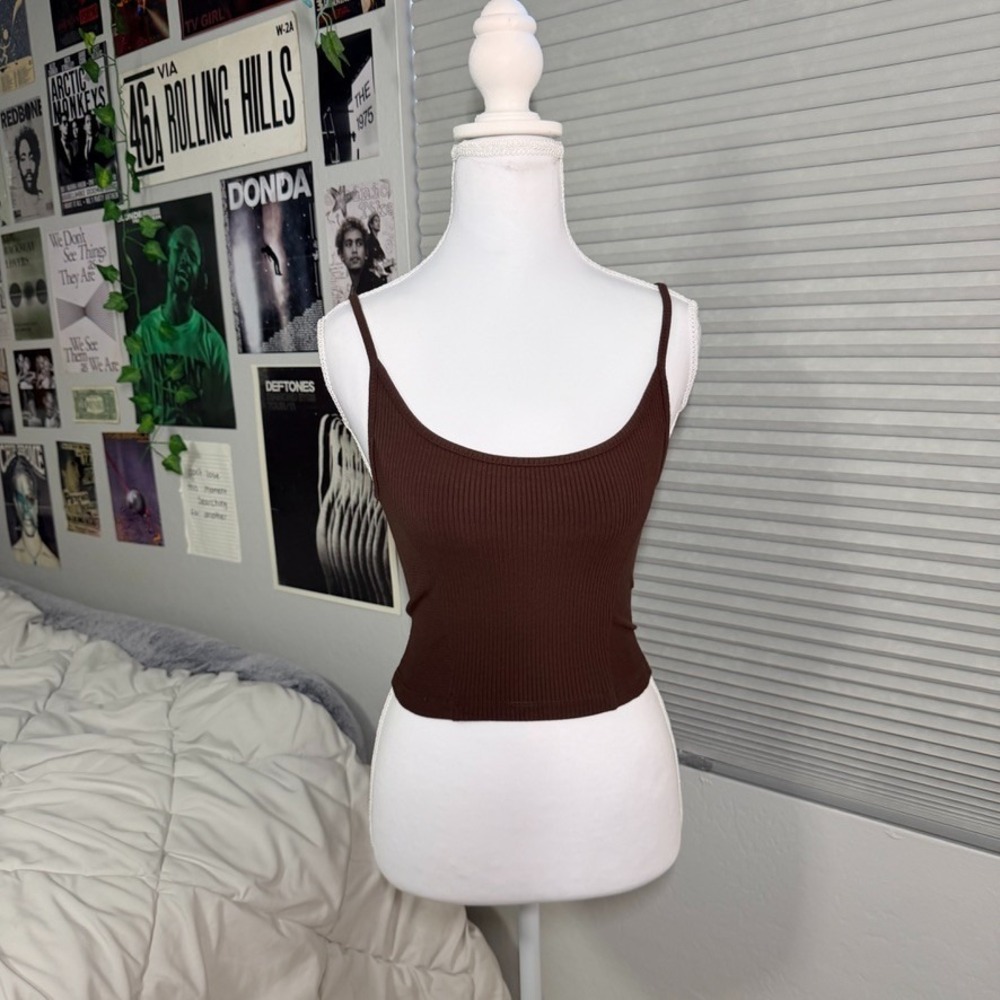 BDG Urban Outfitters Ribbed Crop Tank Top Brown‎ Womens Small